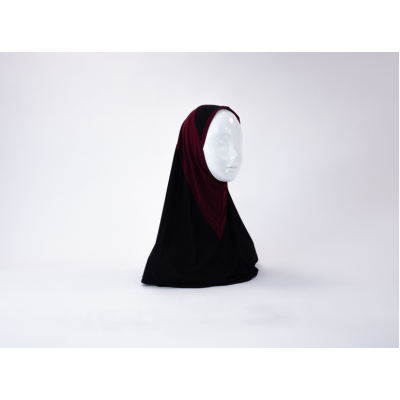 Hijab lycra  1 piece bicolor bordeau/noir